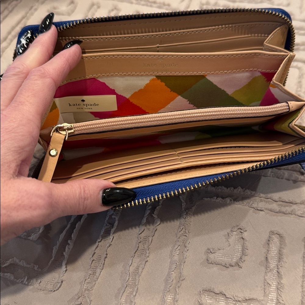 KATE SPADE NEW YORK Royal Blue Large Zip Wallet - Picture 5 of 15